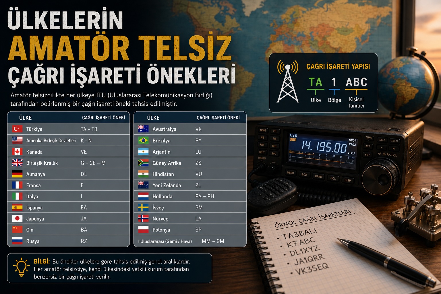 Ülkelerin Amatör Telsiz Çağrı İşareti Önekleri